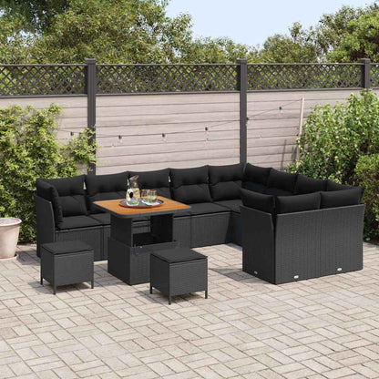 Set Divano da Giardino 12 pcs Nero polyrattan