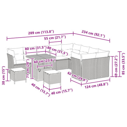 Set Divano da Giardino 12 pz Nero polyrattan - homemem39