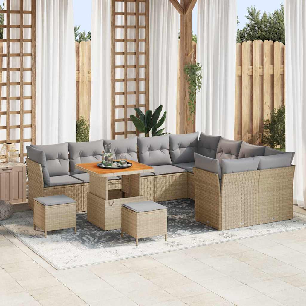 Set Divano da Giardino 12 pcs Beige polyrattan - homemem39