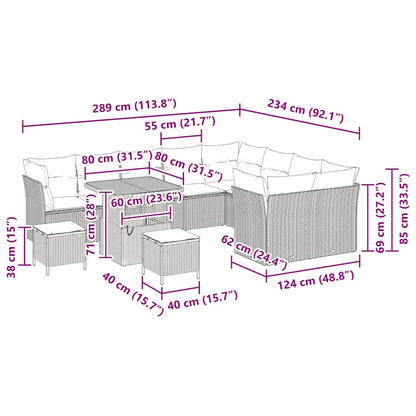Set Divano da Giardino 12 pcs Grigio polyrattan | homemem39