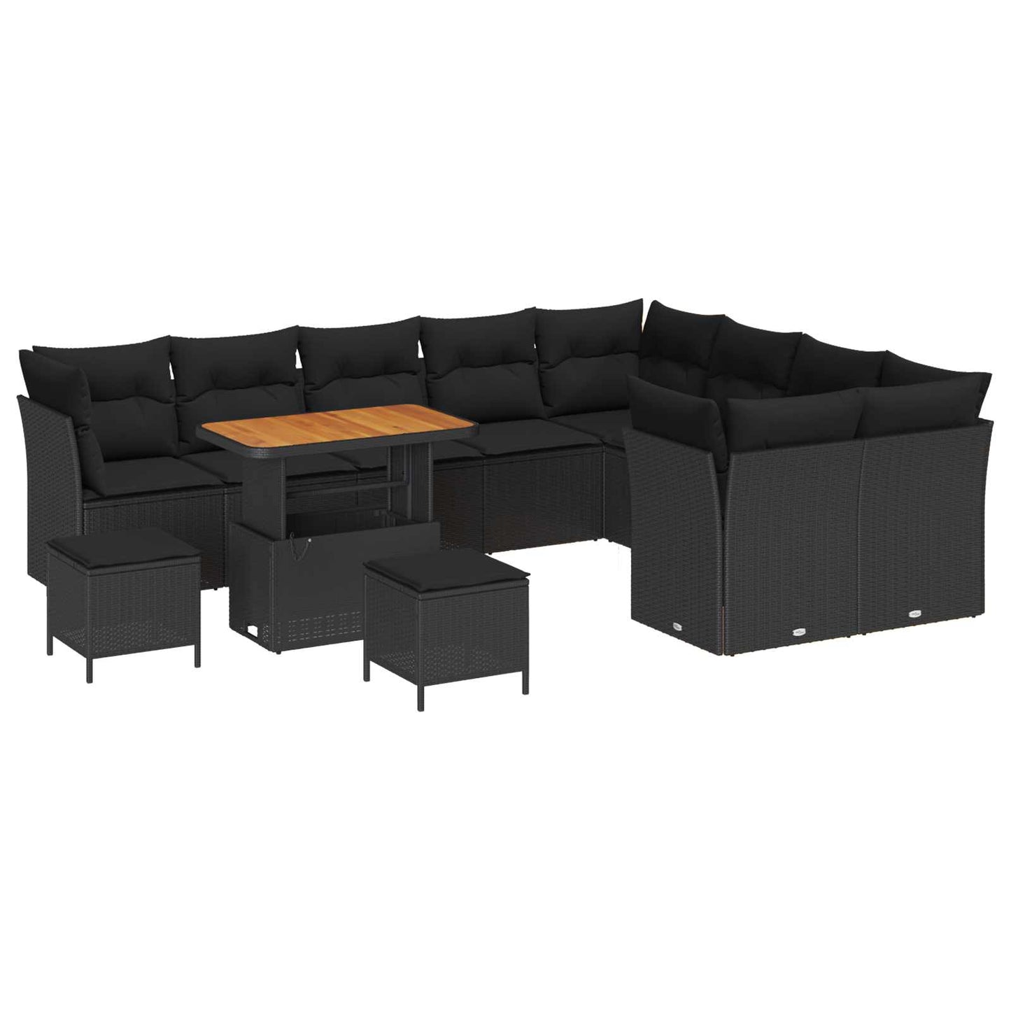 Set Divano da Giardino 12 pcs Nero polyrattan