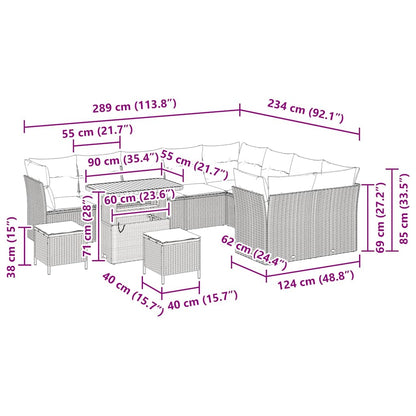 Set Divano da Giardino 12 pcs Nero polyrattan - homemem39