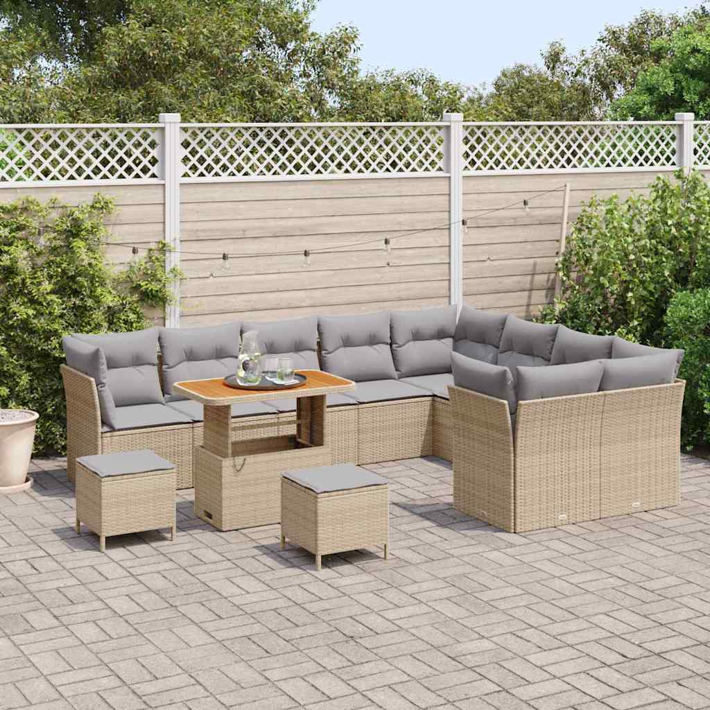 Set Divano da Giardino 12 pcs Beige polyrattan - homemem39