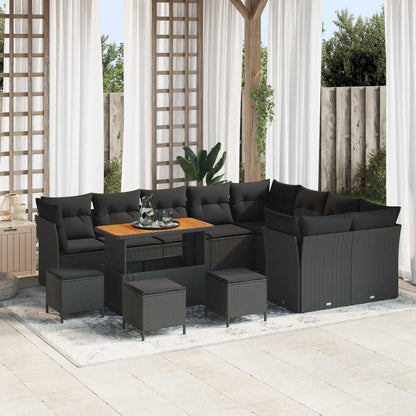 Set Divano da Giardino 13 pz Nero polyrattan | homemem39