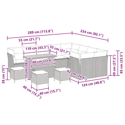 Set Divano da Giardino 13 pz Nero polyrattan | homemem39