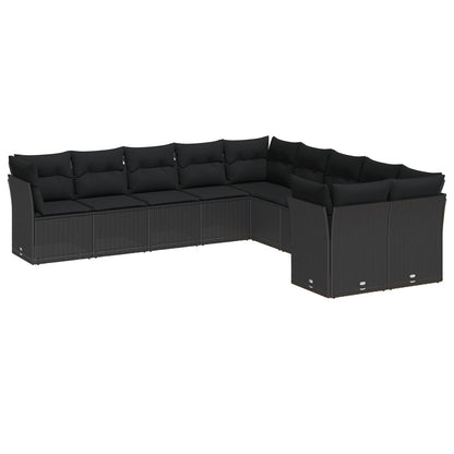 Set Divano da Giardino 13 pcs Nero polyrattan