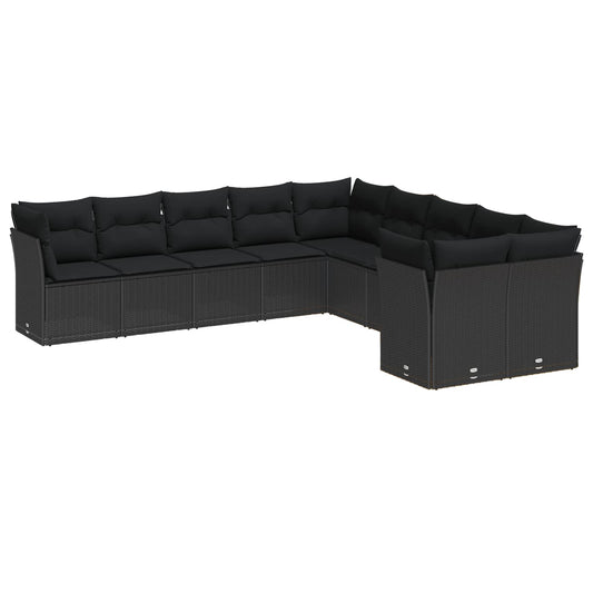 Set Divano da Giardino 13 pcs Nero polyrattan