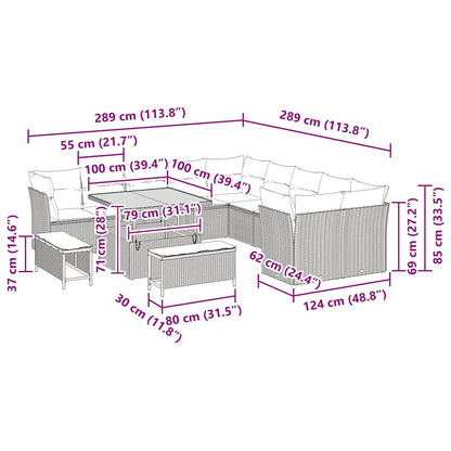 Set Divano da Giardino 13 pcs Grigio polyrattan - homemem39