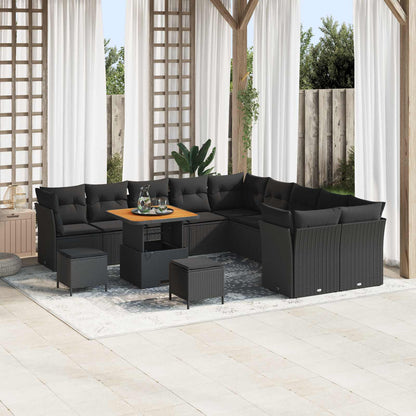 Set Divano da Giardino 13 pcs Nero polyrattan | homemem39