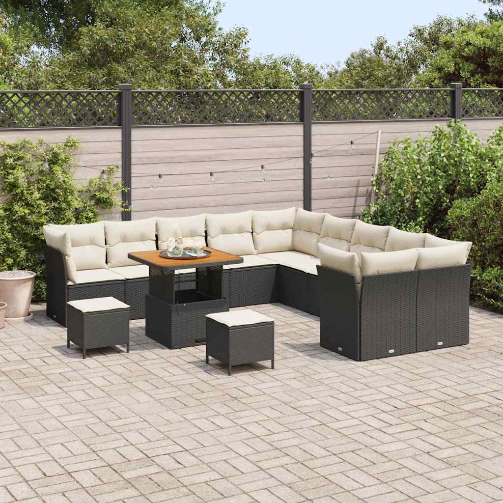Set Divano da Giardino 13 pcs Nero polyrattan - homemem39