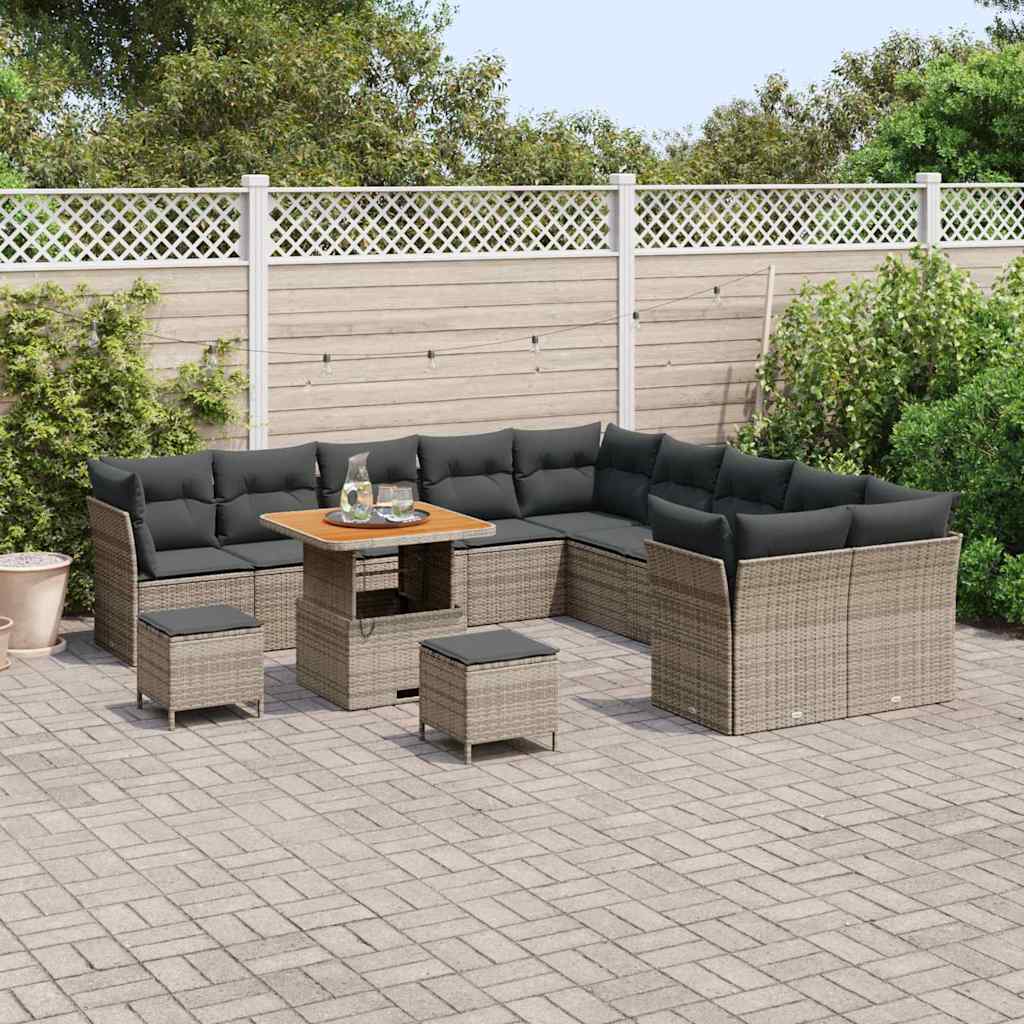 Set Divano da Giardino 13 pcs Grigio polyrattan | homemem39