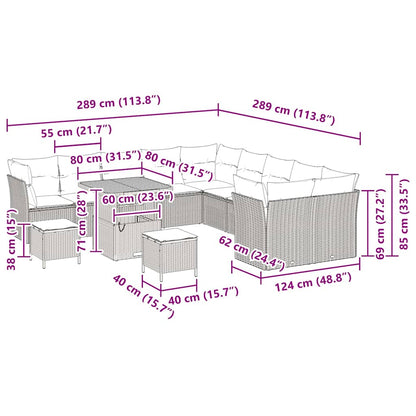 Set Divano da Giardino 13 pcs Grigio polyrattan | homemem39