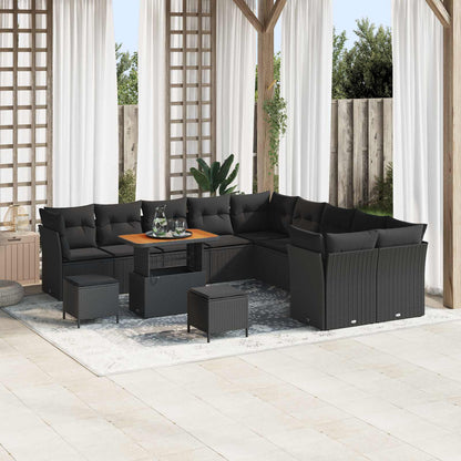 Set Divano da Giardino 13 pcs Nero polyrattan