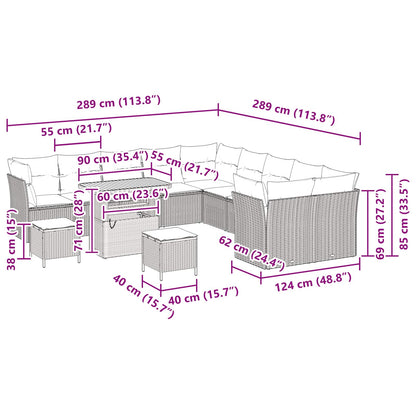 Set Divano da Giardino 13 pcs Nero polyrattan | homemem39