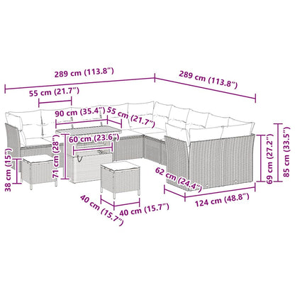 Set Divano da Giardino 13 pcs Beige polyrattan - homemem39