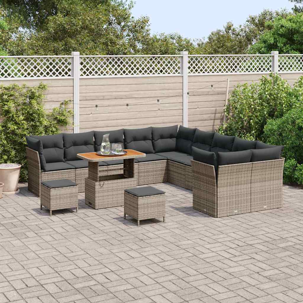 Set Divano da Giardino 13 pcs Grigio polyrattan - homemem39