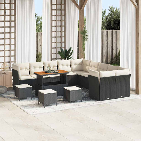 Set Divano da Giardino 14 pcs Nero polyrattan - homemem39