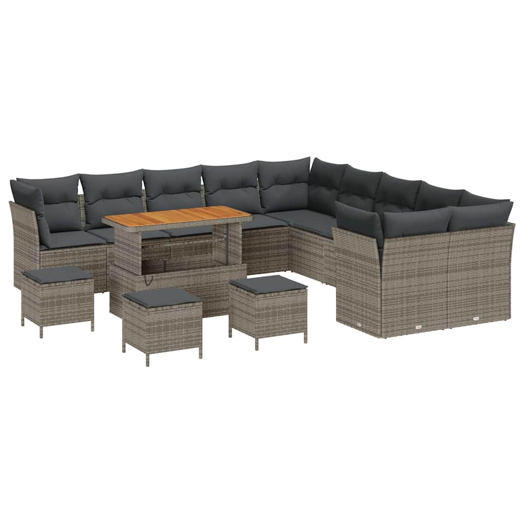 Set Divano da Giardino 14 pcs Grigio polyrattan - homemem39