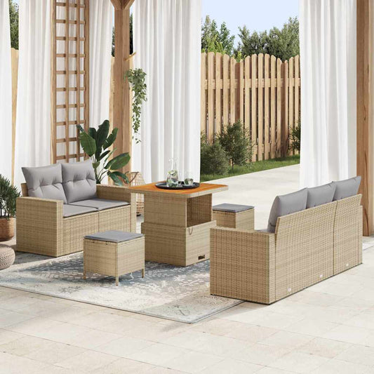 Set Divano da Giardino 8 pcs Beige polyrattan - homemem39