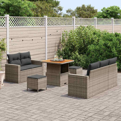 Set Divano da Giardino con cuscino 8 pcs Grigio polyrattan | homemem39
