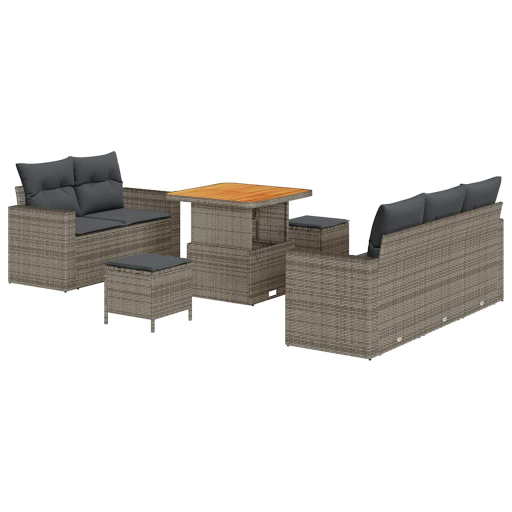 Set Divano da Giardino con cuscino 8 pcs Grigio polyrattan | homemem39