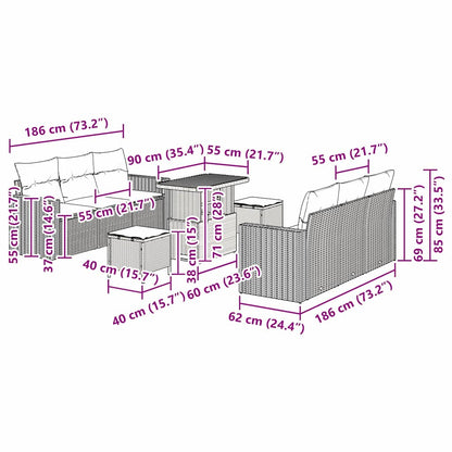 Set Divano da Giardino 9 pcs Beige polyrattan - homemem39