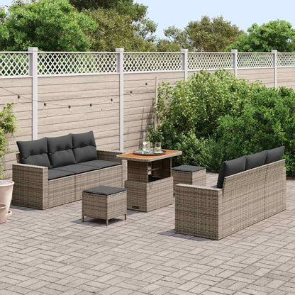 Set Divano da Giardino 9 pcs Grigio polyrattan - homemem39