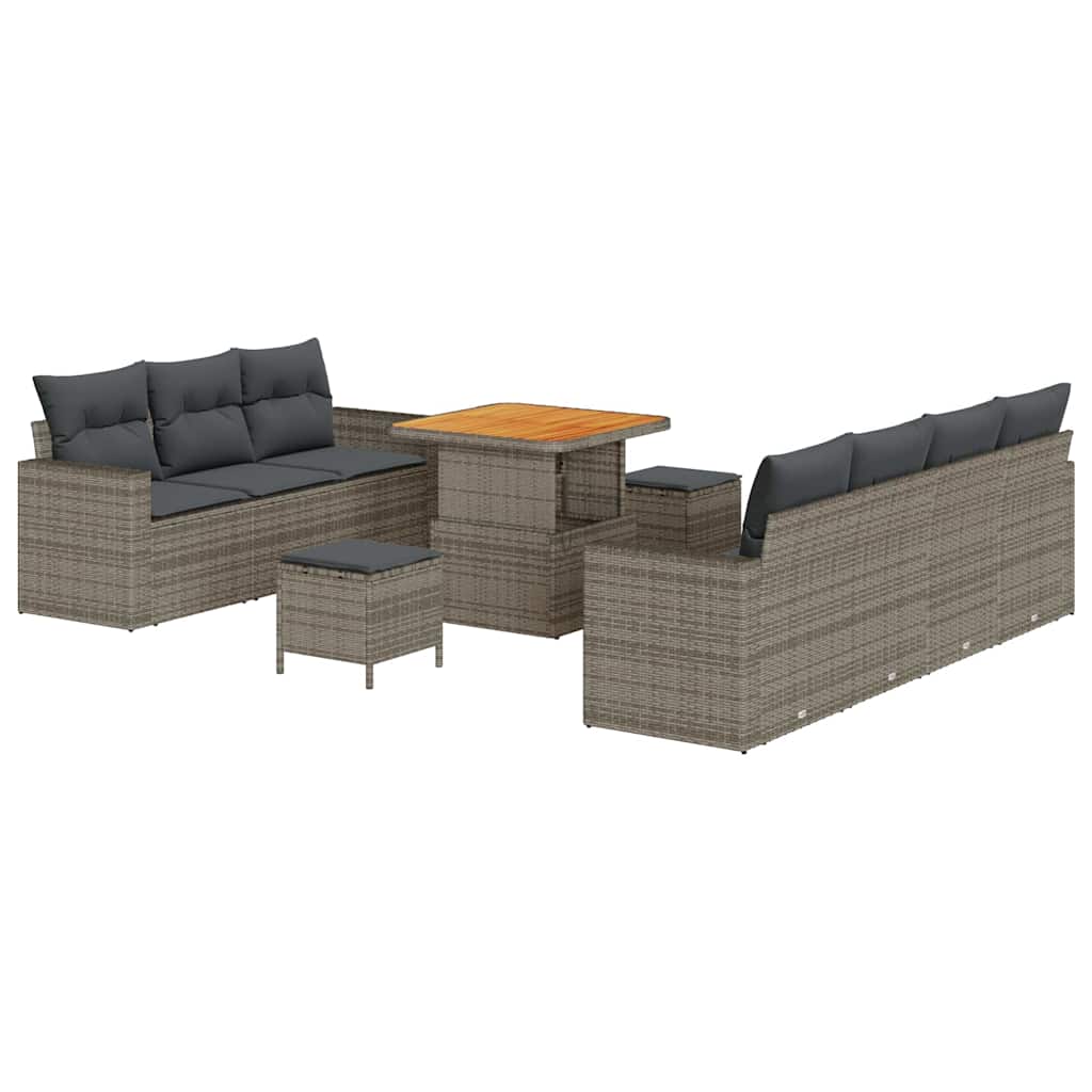Set Divano da Giardino 10 pcs Grigio polyrattan | homemem39