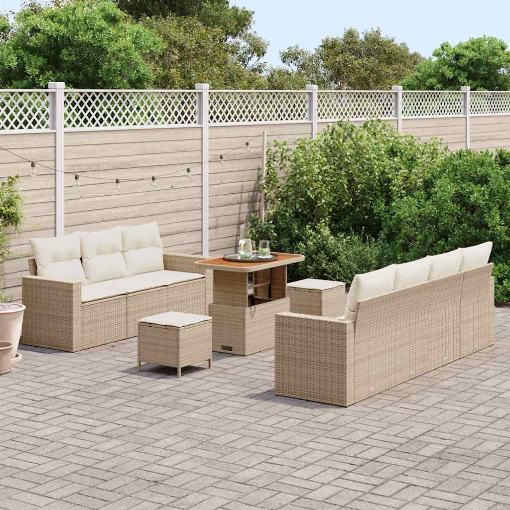 Set Divano da Giardino 10 pcs Beige polyrattan - homemem39