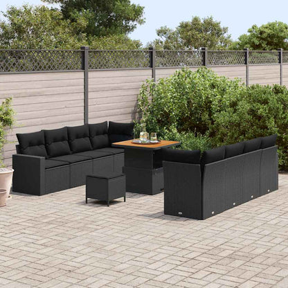 Set Divano da Giardino 11 pcs Nero polyrattan