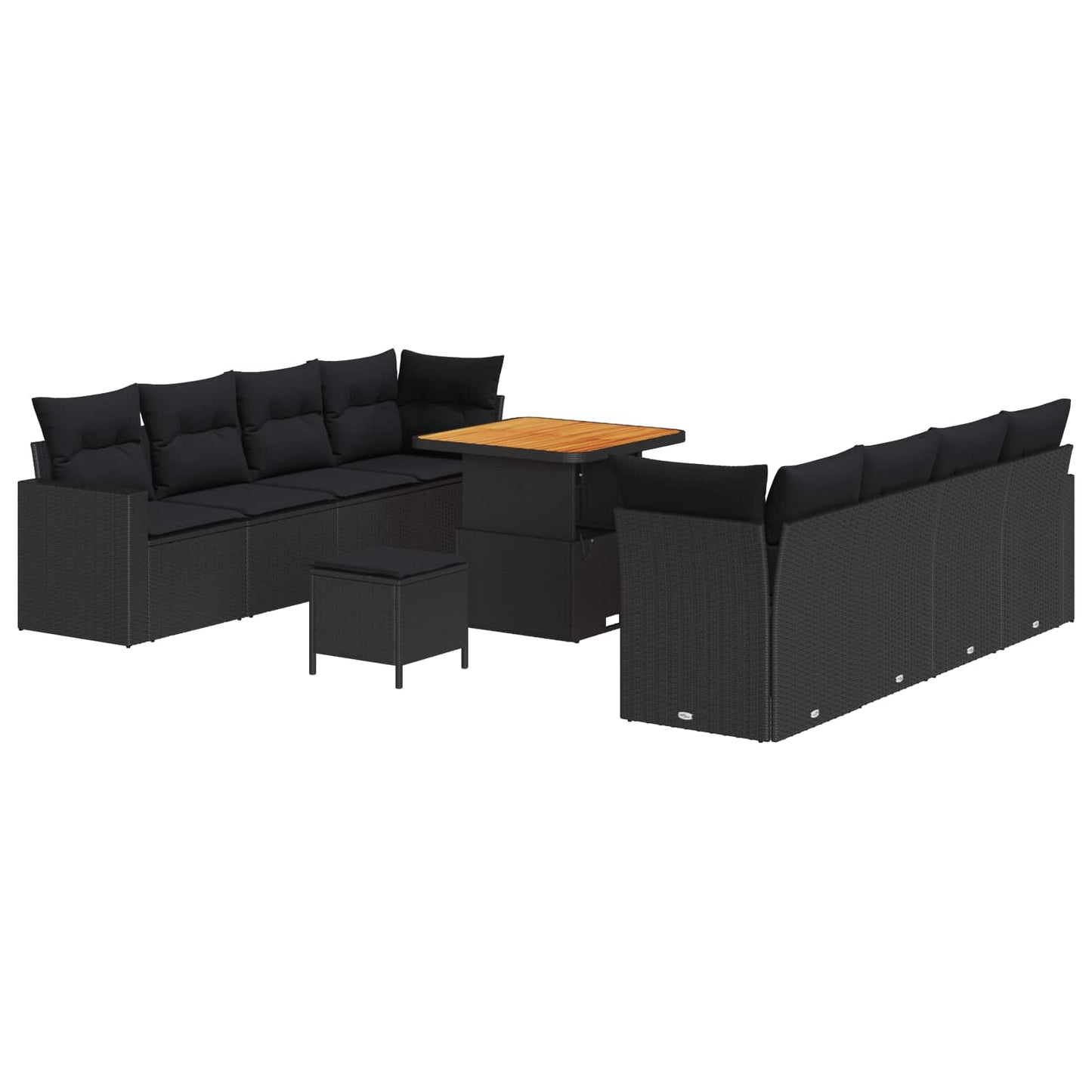 Set Divano da Giardino 11 pcs Nero polyrattan | homemem39
