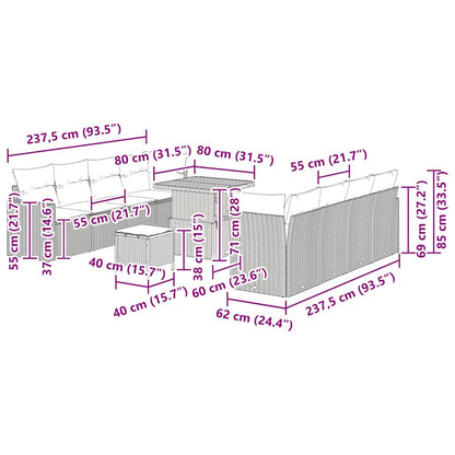 Set Divano da Giardino 11 pcs Nero polyrattan - homemem39