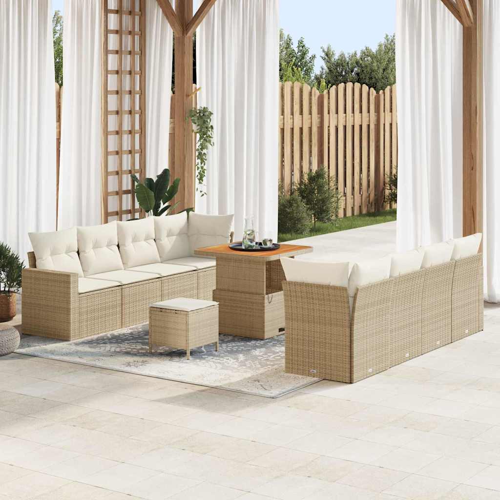 Set Divano da Giardino 11 pcs Beige polyrattan - homemem39