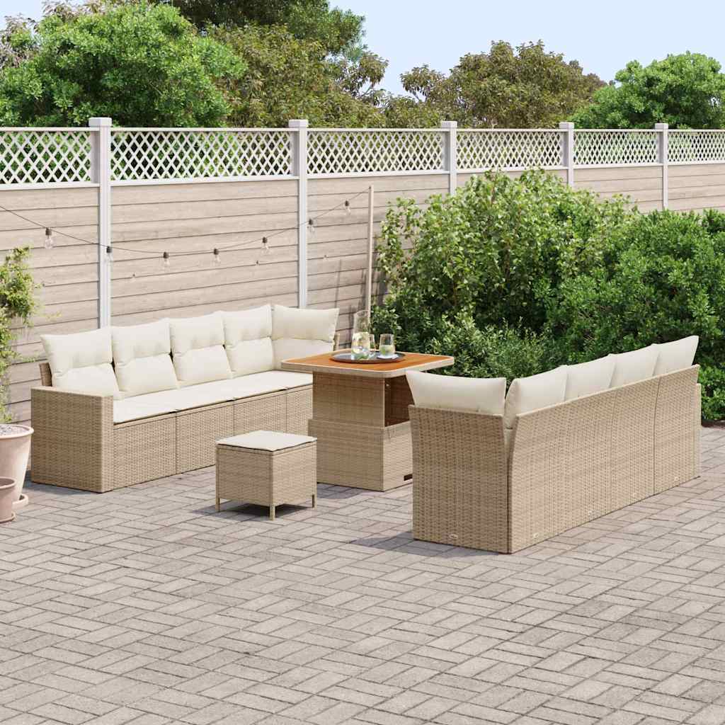 Set Divano da Giardino 11 pcs Beige polyrattan - homemem39
