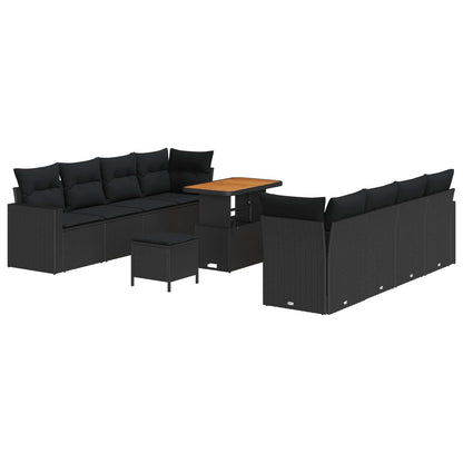 Set Divano da Giardino 11 pcs Nero polyrattan | homemem39