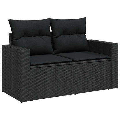 Set Divano da Giardino 11 pcs Nero polyrattan