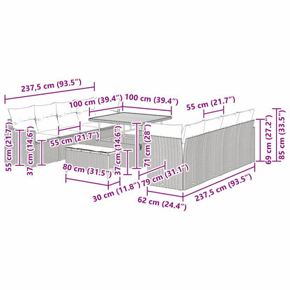 Set Divano da Giardino 11 pcs Grigio polyrattan | homemem39