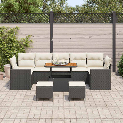 Set Divano da Giardino 10 pcs Nero polyrattan - homemem39