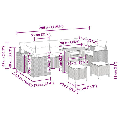Set Divano da Giardino 10 pcs Beige polyrattan - homemem39