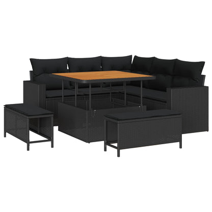 Set Divano da Giardino 8 pz Nero polyrattan | homemem39