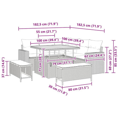 Set Divano da Giardino 8 pcs Nero polyrattan - homemem39
