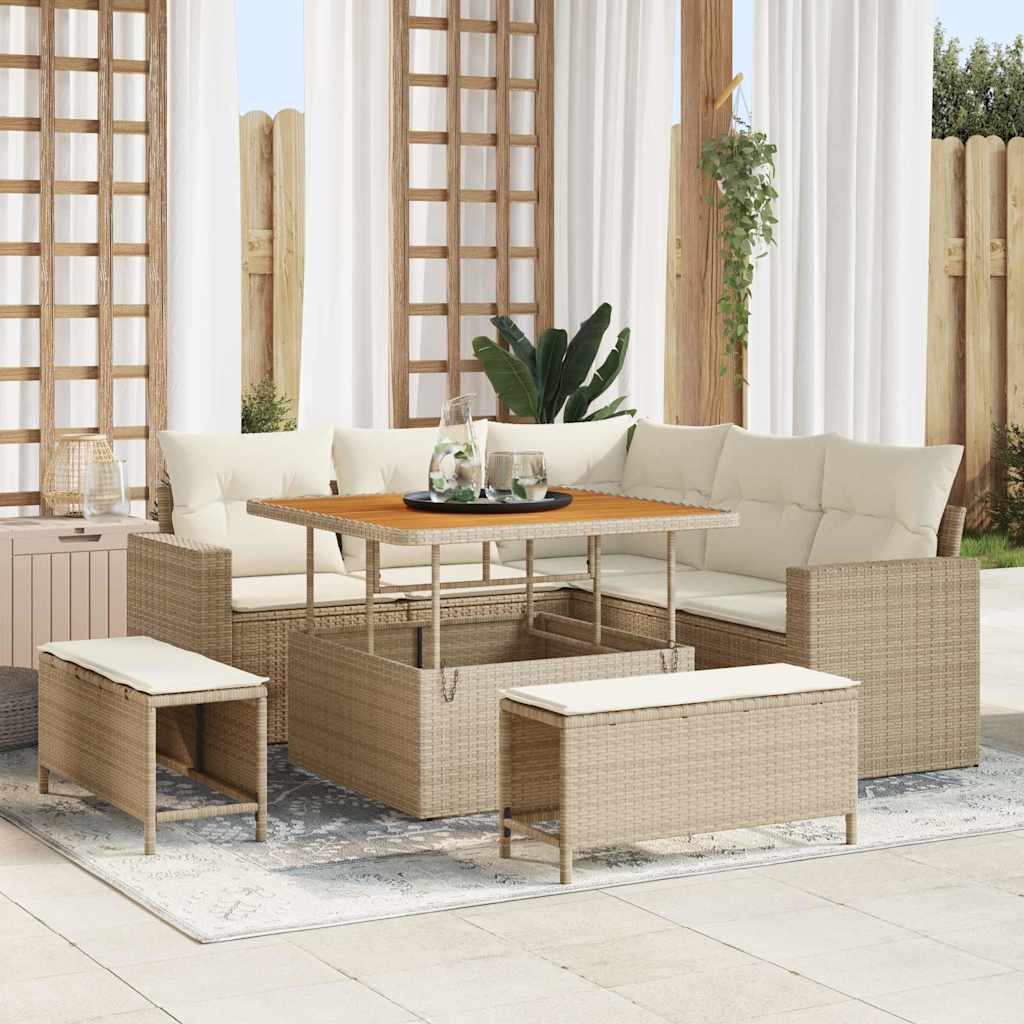 Set Divano da Giardino 8 pcs Beige polyrattan - homemem39