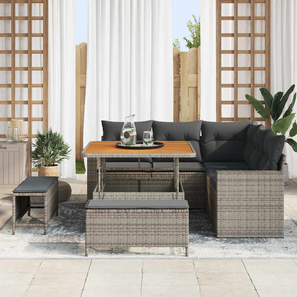 Set Divano da Giardino 8 pcs Grigio polyrattan - homemem39
