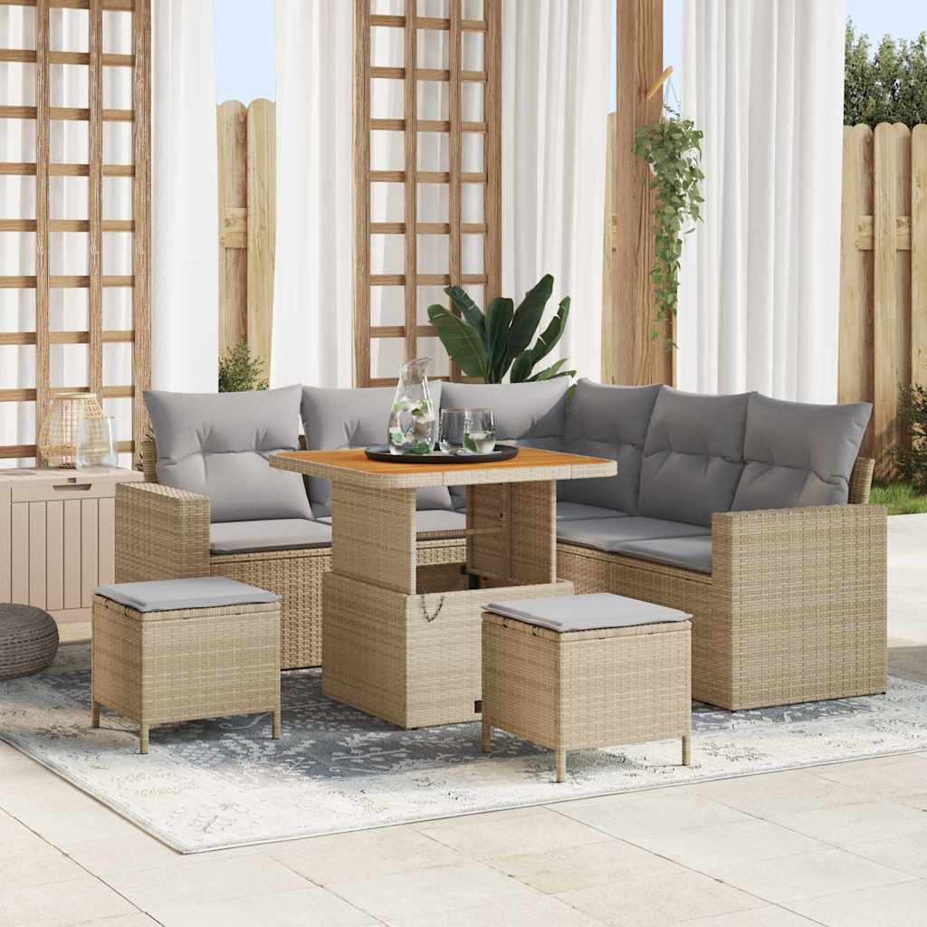 Set Divano da Giardino 8 pcs Beige polyrattan - homemem39