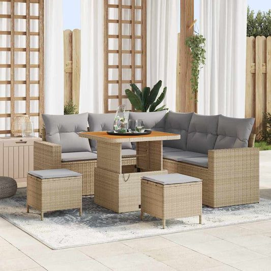 Set Divano da Giardino 8 pcs Beige polyrattan - homemem39