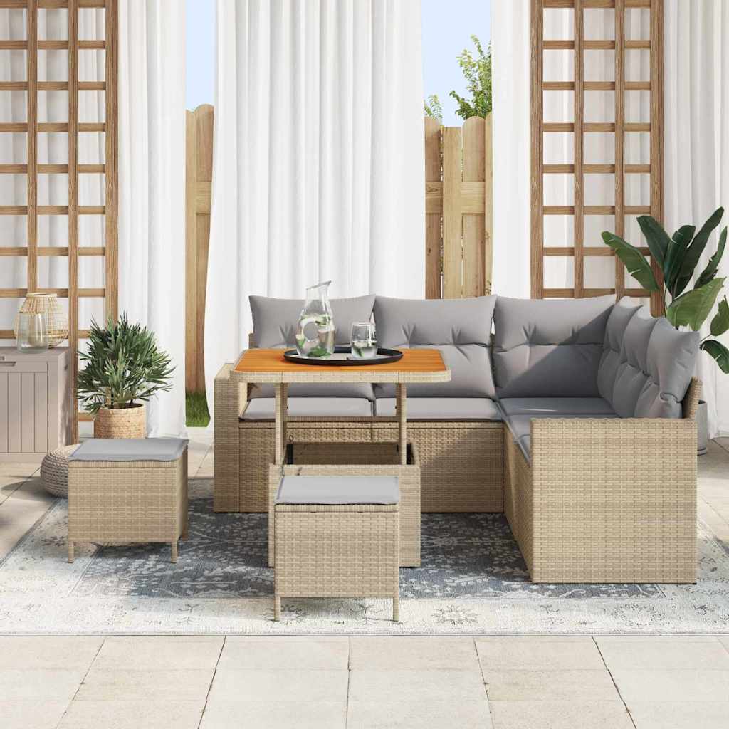 Set Divano da Giardino 8 pcs Beige polyrattan - homemem39