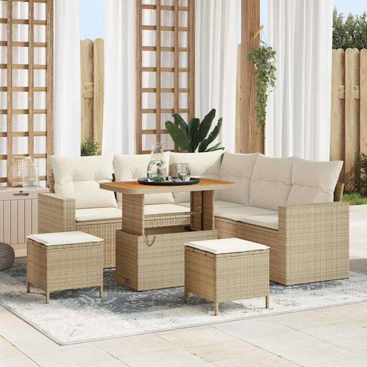 Set Divano da Giardino 8 pcs Beige polyrattan - homemem39