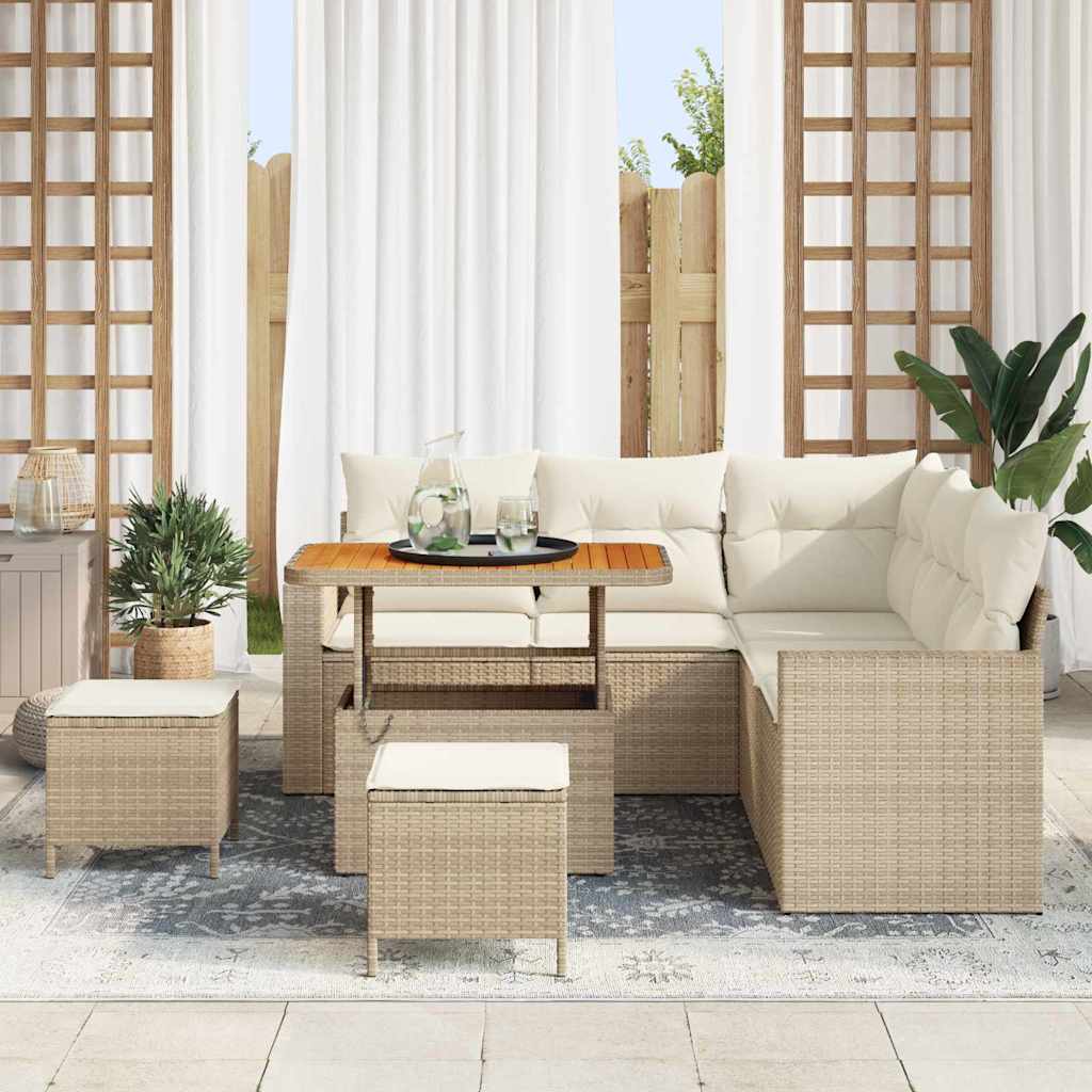 Set Divano da Giardino 8 pcs Beige polyrattan - homemem39