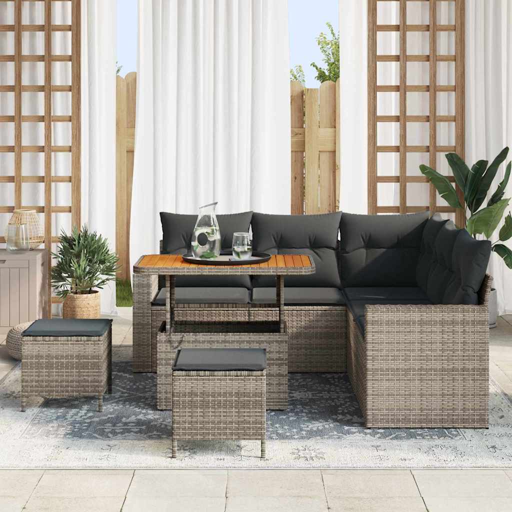 Set Divano da Giardino 8 pcs Grigio polyrattan - homemem39