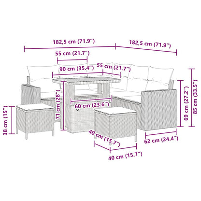 Set Divano da Giardino 8 pcs Grigio polyrattan | homemem39
